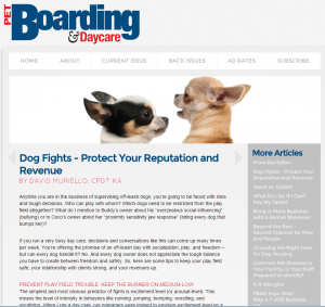 Pet Boarding and Day Care Mag - David Muriello Article - Mar-Apr 2015