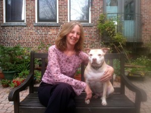 Sarah and Dina watching the world go by from a favorite bench by their home in New Jersey.